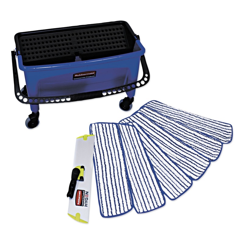 Microfiber Floor Finishing System, 27gal, Blue/black/white