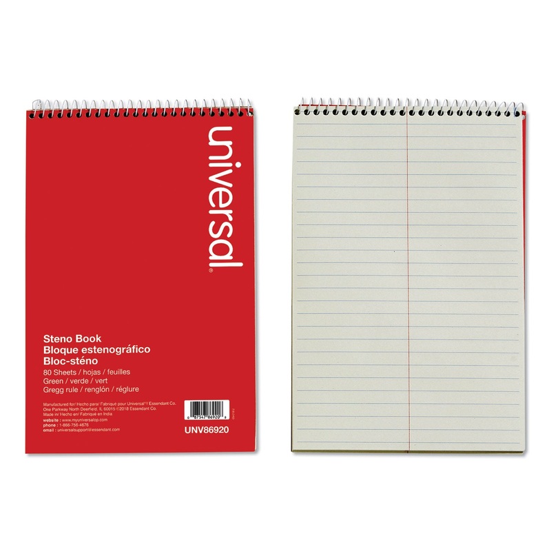 STENO BOOKS, GREGG RULE, 6 X 9, GREEN TINT, 80 SHEETS