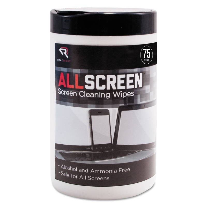 Allscreen Screen Cleaning Wipes, 6″ X 6″, White, 75/tub