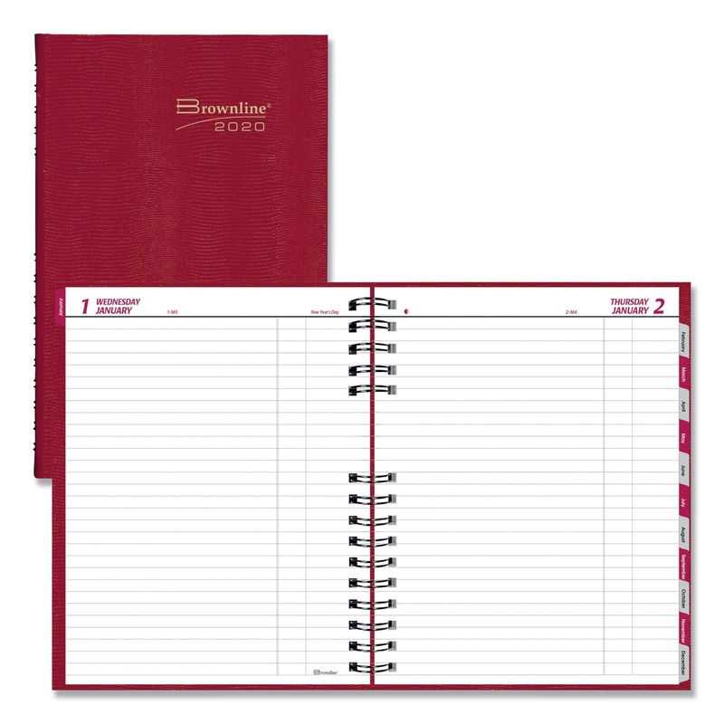 COILPRO DAILY PLANNER, RULED, 1 PAGE/DAY, 10 X 7 7/8, RED, 2020