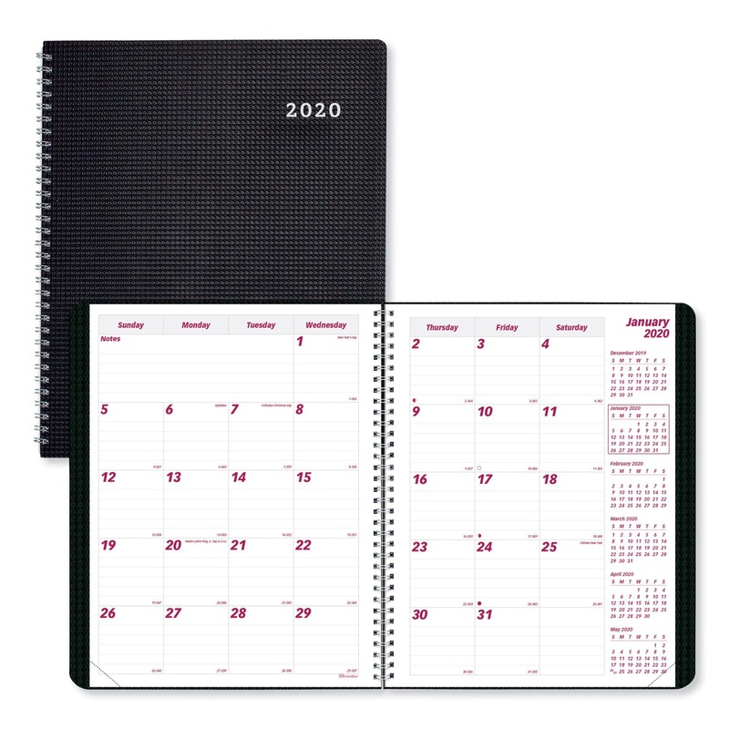 DURAFLEX 14-MONTH PLANNER, 11 X 8 1/2, BLACK, 2020