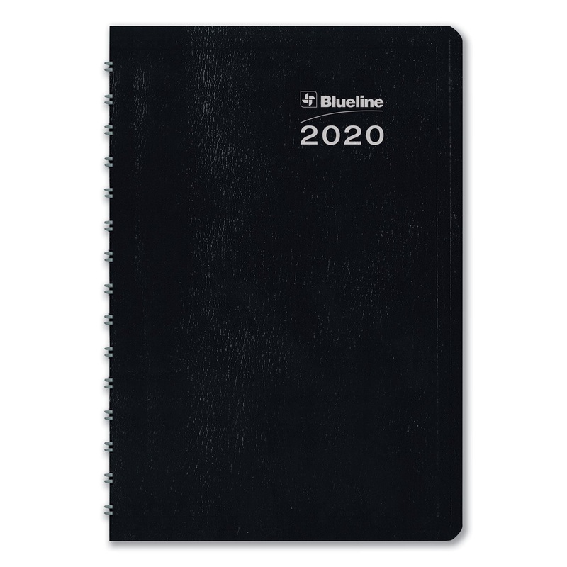 DURAGLOBE DAILY PLANNER RULED FOR 30-MINUTE APPOINTMENTS, 8 X 5, BLACK, 2020