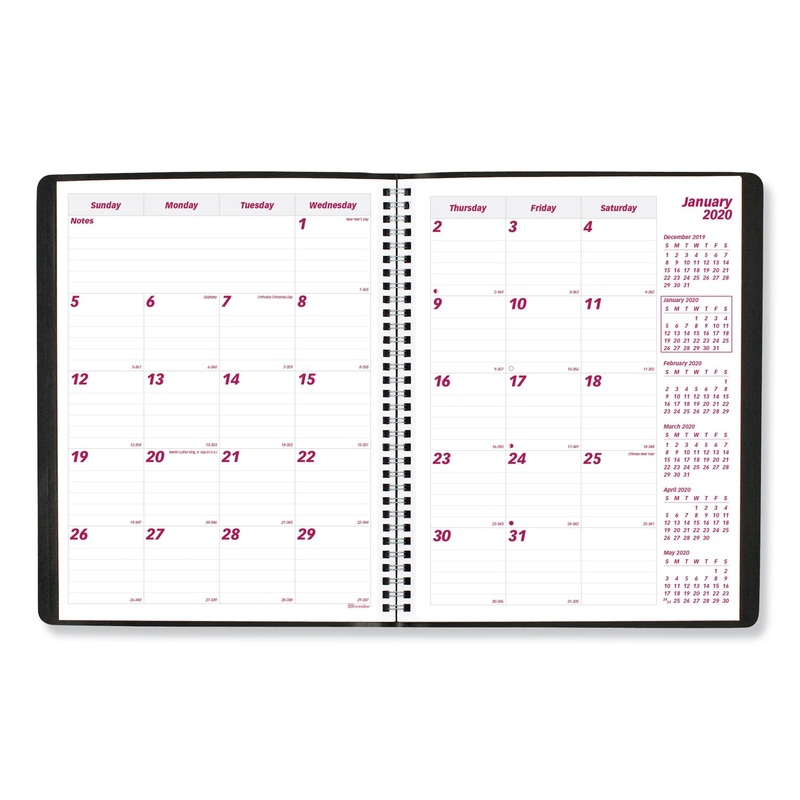 ESSENTIAL COLLECTION 14-MONTH RULED PLANNER, 11 X 8 1/2, BLACK, 2020