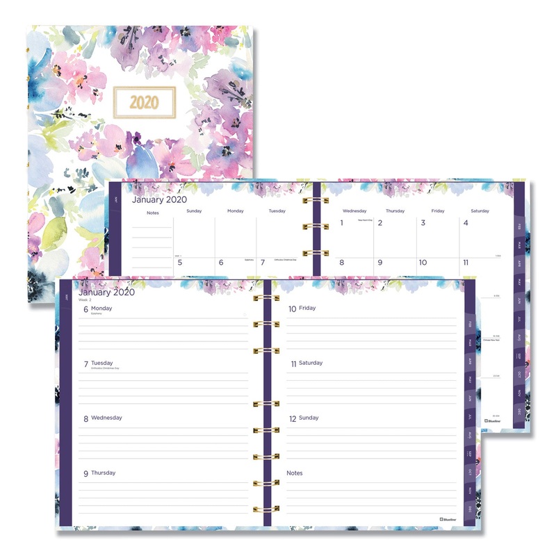 MIRACLEBIND WEEKLY/MONTHLY PLANNER, 9 1/4 X 7 1/4, FLORAL, 2020