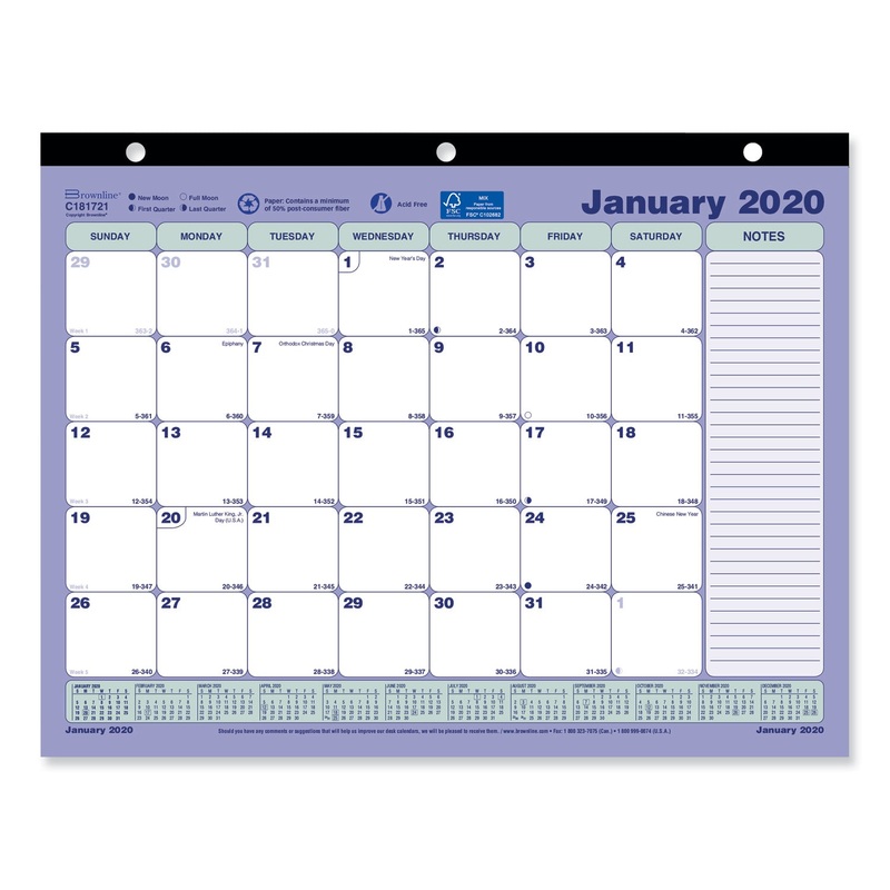 MONTHLY DESK PAD CALENDAR, 11 X 8 1/2, 2020