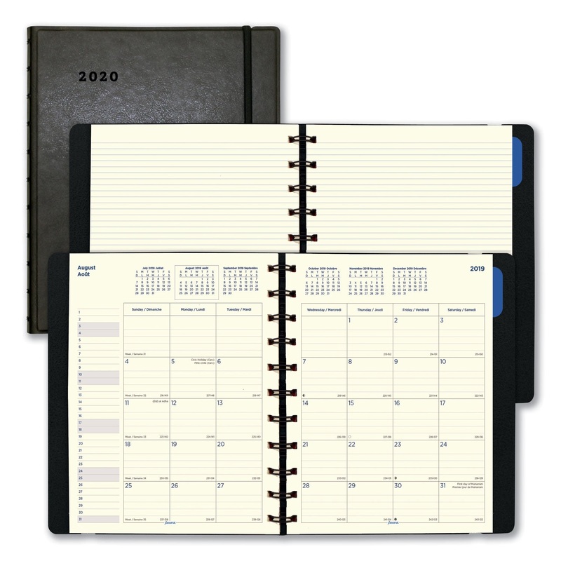 MONTHLY PLANNER, 10 3/4 X 8 1/2, BLACK, 2019-2020