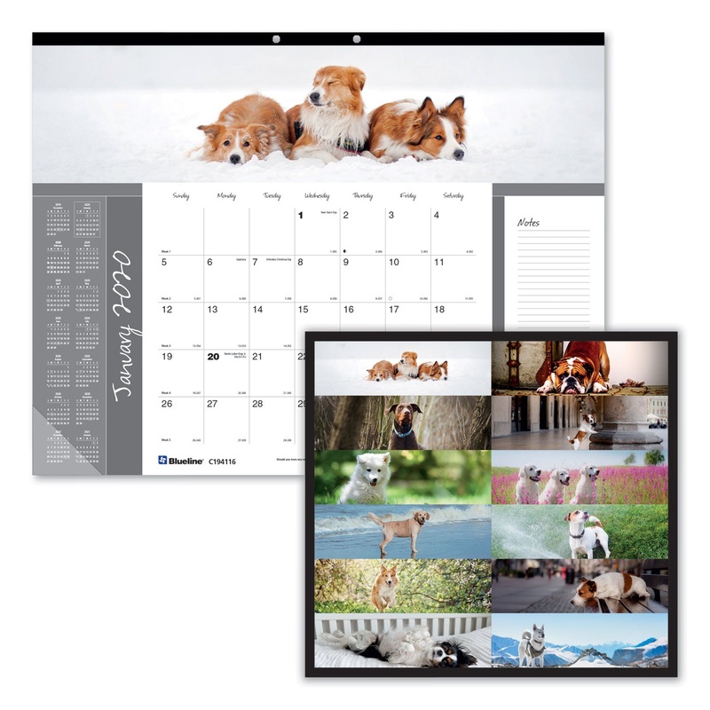 PETS COLLECTION MONTHLY DESK PAD, 22 X 17, PUPPIES, 2020