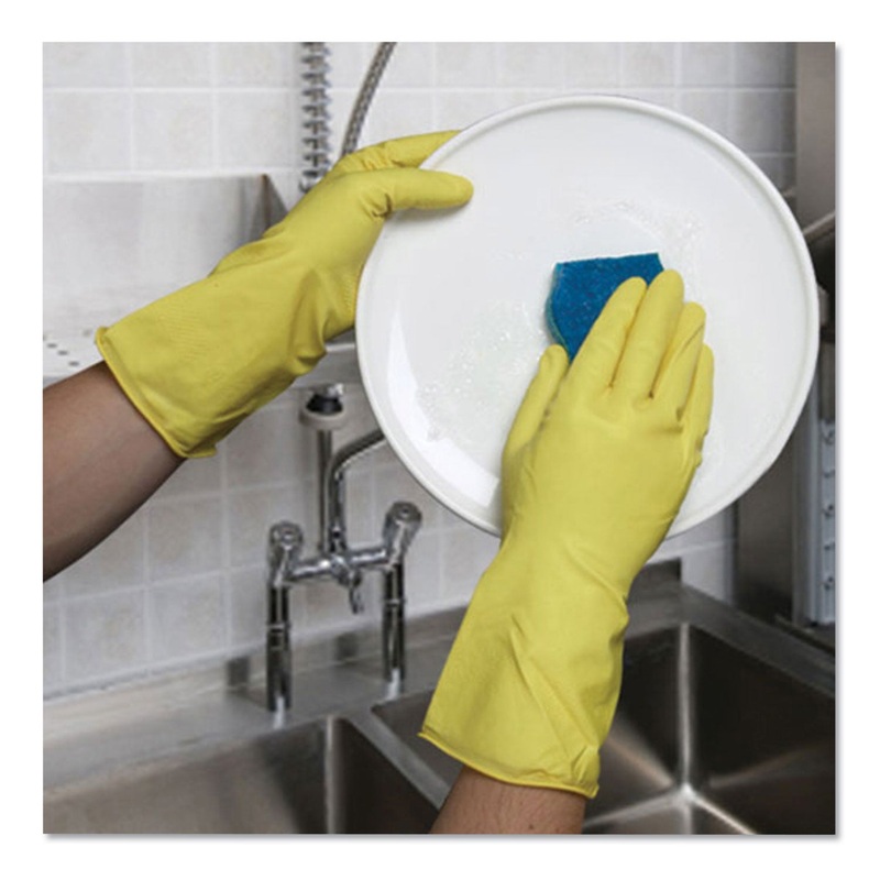 FLOCKLINED GLOVES, YELLOW, LARGE, 144/CARTON