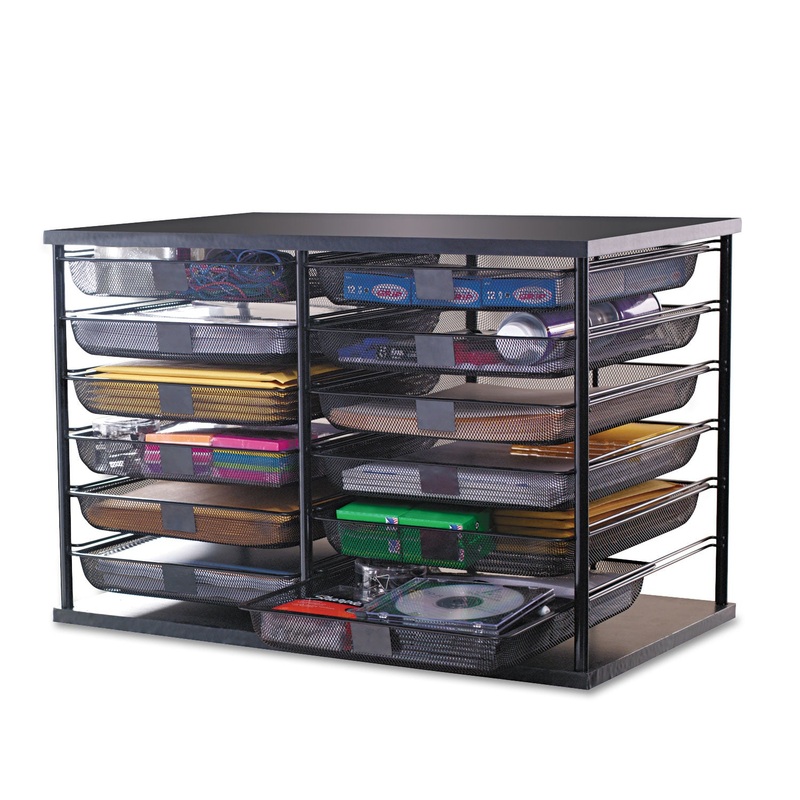 12-Compartment Organizer With Mesh Drawers, 23 4/5″ X 15 9/10″ X 15 2/5″, Black