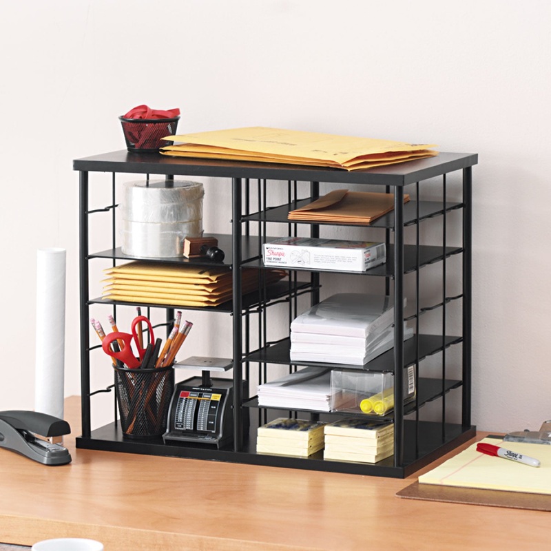 12-Slot Organizer, Mdf, Desktop Sorter, 21 X 11 3/4 X 16, Black