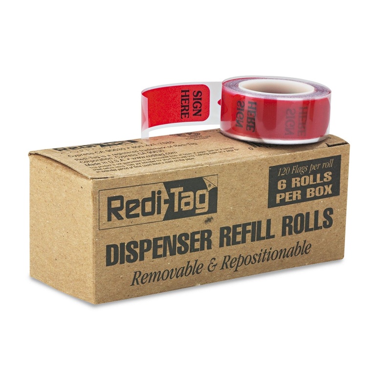 Arrow Message Page Flag Refills, “sign Here”, 6 Rolls Of 120 Flags/box