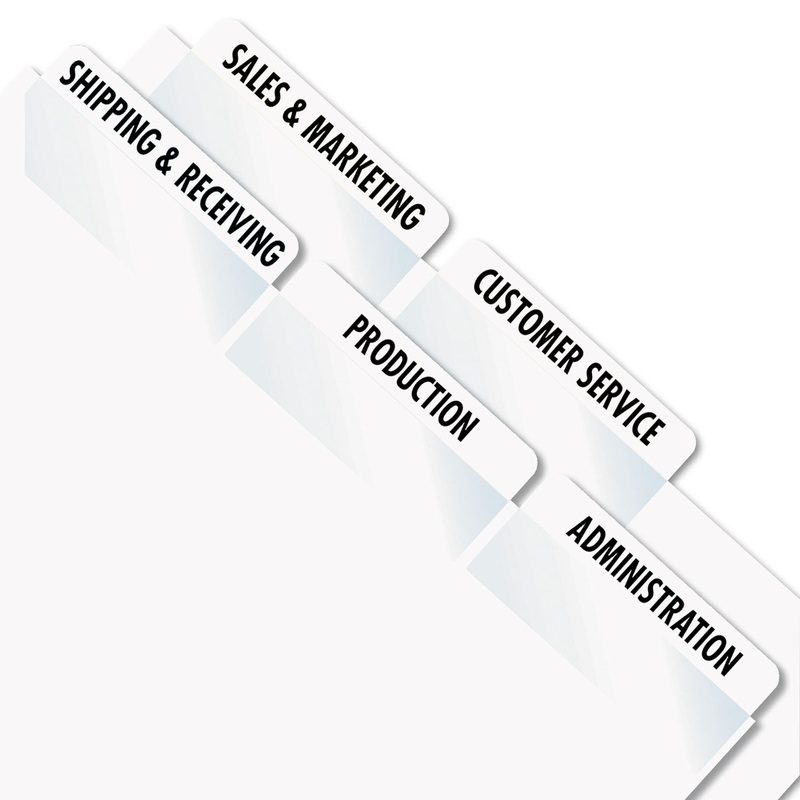 LASER PRINTABLE INDEX TABS, 1/5-CUT TABS, WHITE, 2″ WIDE, 300/PACK