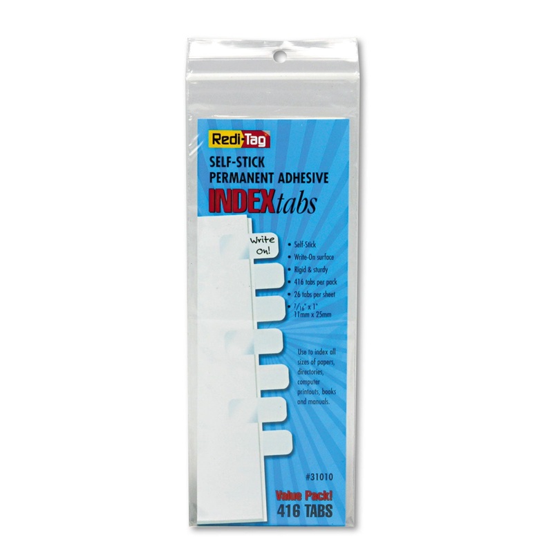 LEGAL INDEX TABS, 1/5-CUT TABS, WHITE, 1″ WIDE, 416/PACK