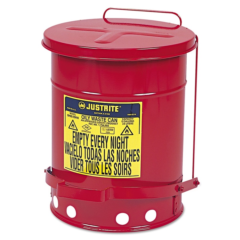 OILY WASTE CAN, 6 GAL, RED