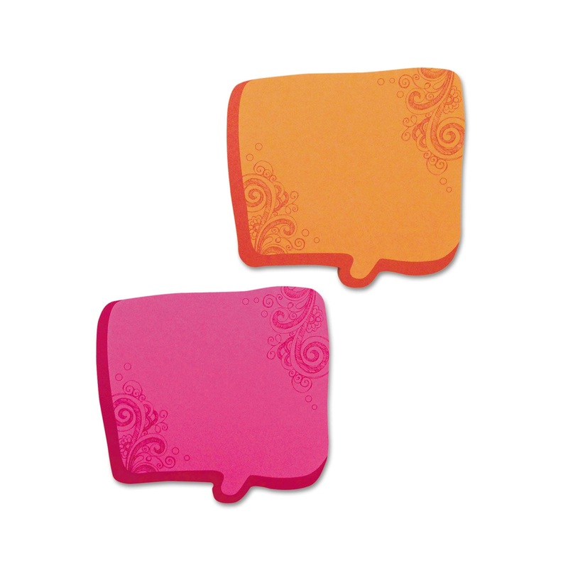 Thought Bubble Notes, 2 3/4 X 2 3/4, Neon Orange/magenta, 75-Sheet Pads, 2/set