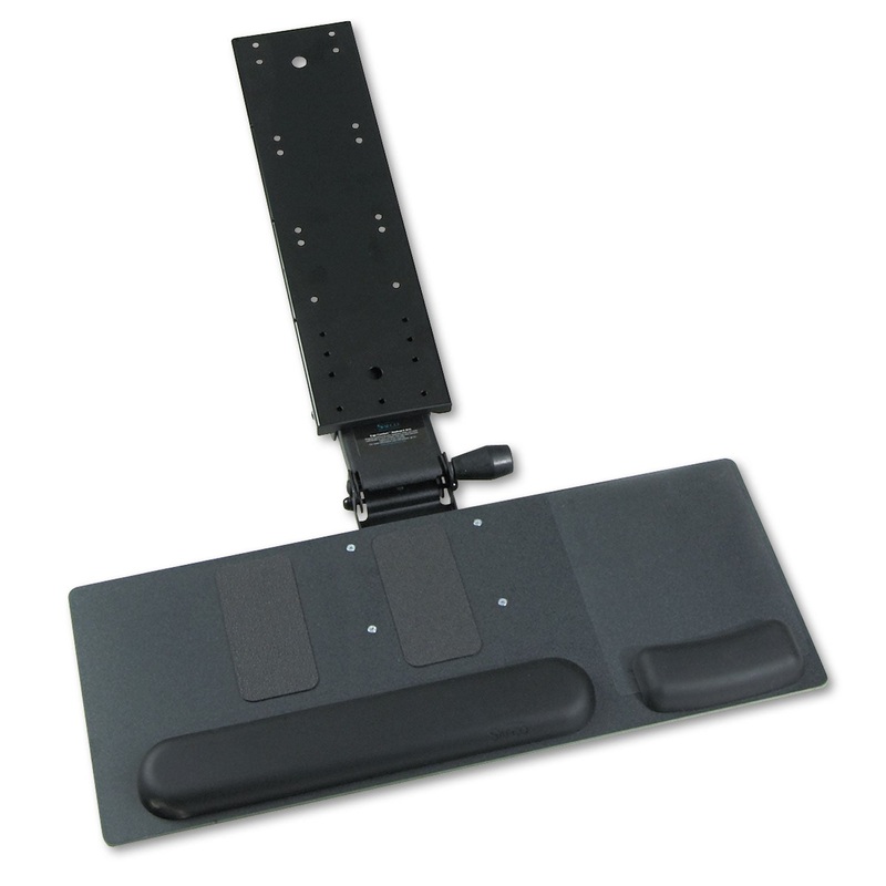 ERGO-COMFORT ARTICULATING KEYBOARD/MOUSE PLATFORM, 28W X 11.75D, BLACK GRANITE