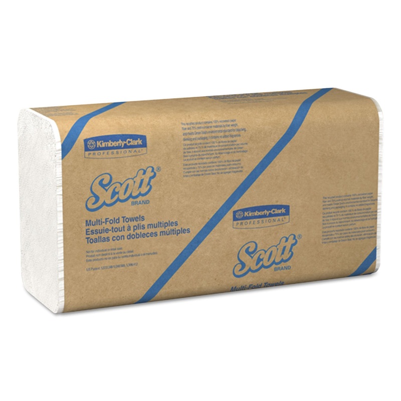 ESSENTIAL MULTI-FOLD TOWELS 100% RECYCLED, 9 1/5X9 2/5, WHITE, 250/PK, 16 PK/CT