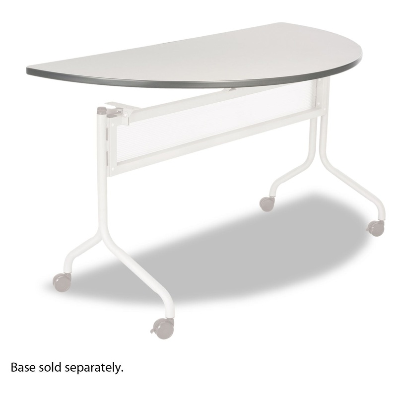 Impromptu Series Mobile Training Table Top, Half Round, 48w X 24d, Gray