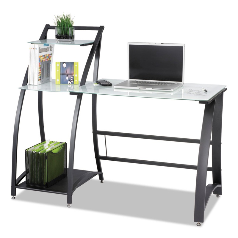 XPRESSIONS COMPUTER WORKSTATION, 53.25W X 23.25D X 45H, FROSTED/BLACK