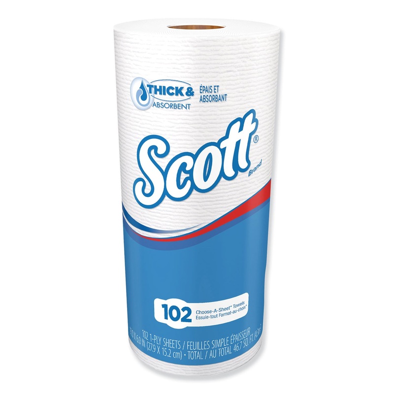 Choose-A-Sheet Mega Roll Paper Towels, 1-Ply, White, 102/roll, 24/carton