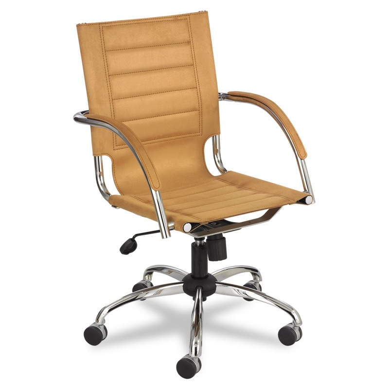 FLAUNT SERIES MID-BACK MANAGER’S CHAIR, SUPPORTS UP TO 250 LBS., CAMEL SEAT/CAMEL BACK, CHROME BASE