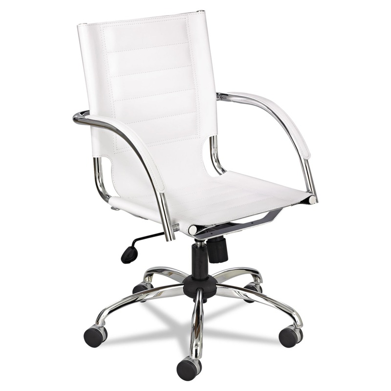 FLAUNT SERIES MID-BACK MANAGER’S CHAIR, SUPPORTS UP TO 250 LBS., WHITE SEAT/WHITE BACK, CHROME BASE