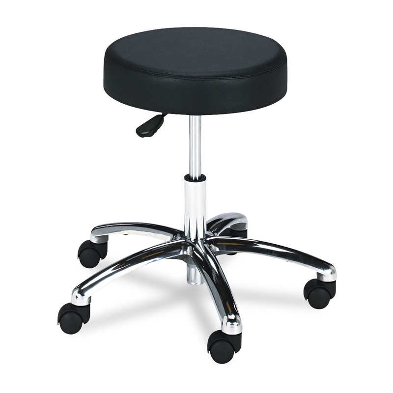 PNEUMATIC LAB STOOL WITHOUT BACK, 22″ SEAT HEIGHT, SUPPORTS UP TO 250 LBS., BLACK SEAT/BLACK BACK, CHROME BASE