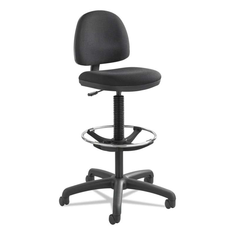 PRECISION EXTENDED-HEIGHT SWIVEL STOOL WITH ADJUSTABLE FOOTRING, 33″ SEAT HEIGHT, UP TO 250 LBS., BLACK SEAT/BACK, BLACK BASE