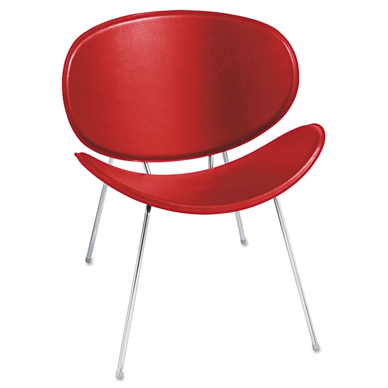 SY LEATHER GUEST CHAIR, SUPPORTS UP TO 250 LBS., RED SEAT/RED BACK, CHROME BASE