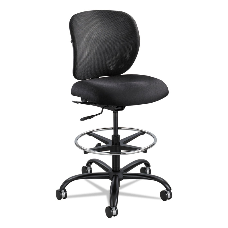 VUE HEAVY-DUTY EXTENDED-HEIGHT STOOL, 32.5″ SEAT HEIGHT, SUPPORTS UP TO 350 LBS., BLACK SEAT, BLACK BACK, BLACK BASE