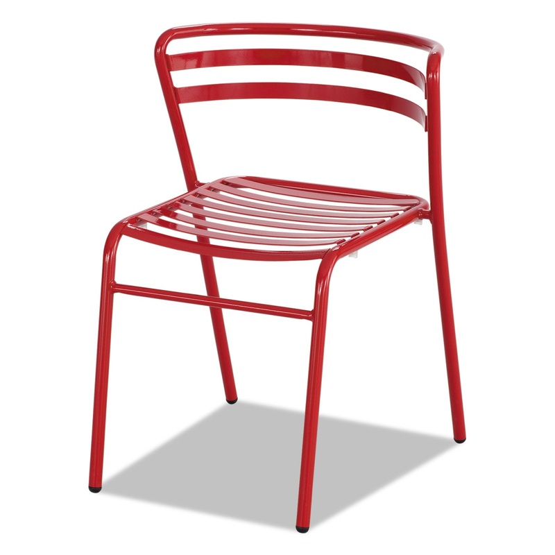 COGO STEEL OUTDOOR/INDOOR STACK CHAIR, RED SEAT/RED BACK, RED BASE, 2/CARTON