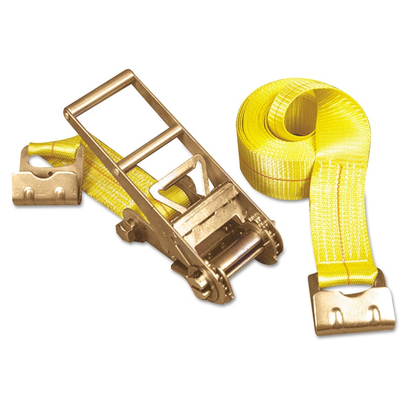 Ratchet Tie-Down Strap, 3in X 27ft, 15000lb, Flat Hook Ends