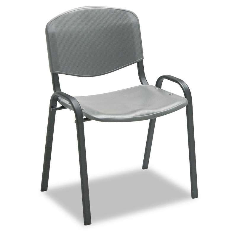 STACKING CHAIR, CHARCOAL SEAT/CHARCOAL BACK, BLACK BASE, 4/CARTON