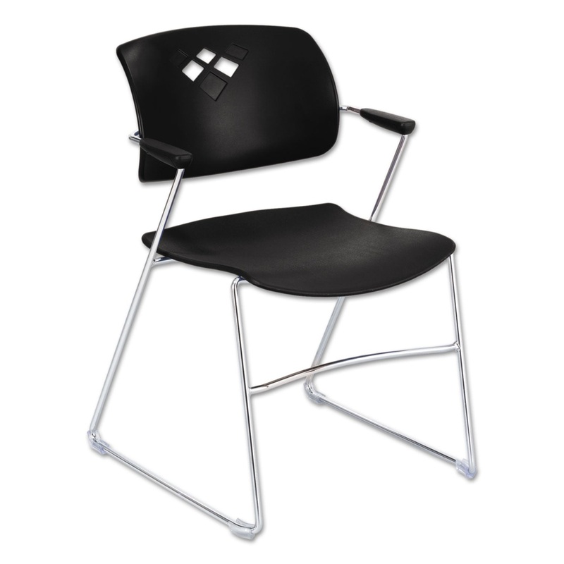 VEER FLEX BACK STACKING CHAIR, BLACK SEAT/BLACK BACK, CHROME BASE, 4/CARTON