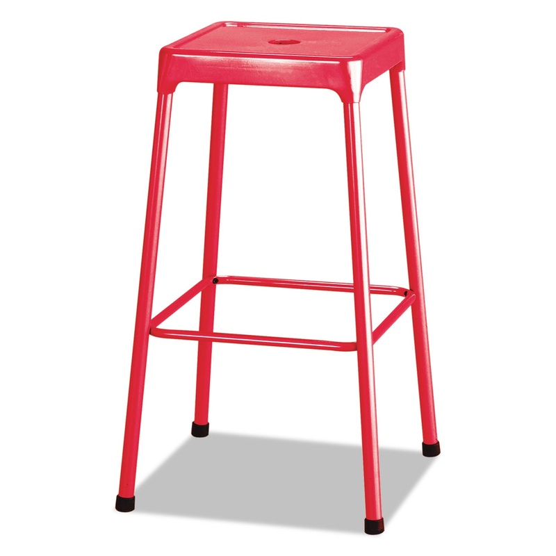 BAR-HEIGHT STEEL STOOL, 29″ SEAT HEIGHT, SUPPORTS UP TO 250 LBS., RED SEAT/RED BACK, RED BASE