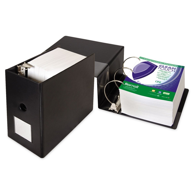 CLEAN TOUCH LOCKING D-RING REFERENCE BINDER PROTECTED W/ANTIMICROBIAL ADDITIVE, 3 RINGS, 6″ CAPACITY, 11 X 8.5, BLACK