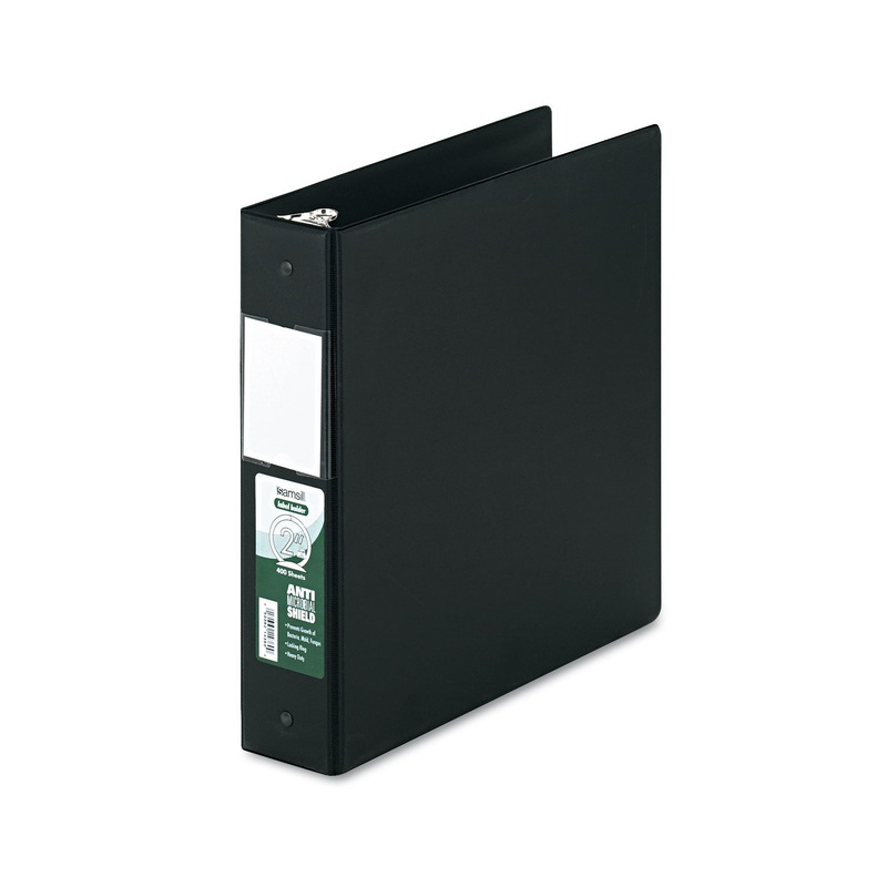 CLEAN TOUCH LOCKING ROUND RING REFERENCE BINDER PROTECTED W/ANTIMICROBIAL ADDITIVE, 3 RINGS, 2″ CAPACITY, 11 X 8.5, BLACK