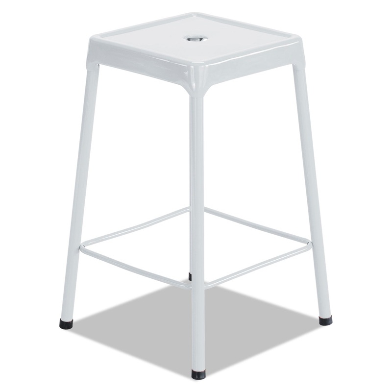 COUNTER-HEIGHT STEEL STOOL, 25″ SEAT HEIGHT, SUPPORTS UP TO 250 LBS., WHITE SEAT/WHITE BACK, WHITE BASE