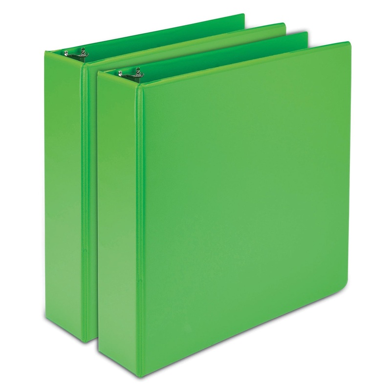 EARTH’S CHOICE BIOBASED DURABLE FASHION VIEW BINDER, 3 RINGS, 2″ CAPACITY, 11 X 8.5, LIME, 2/PACK