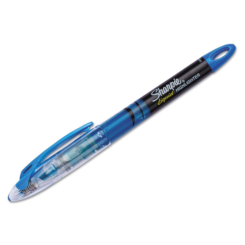 LIQUID PEN STYLE HIGHLIGHTERS, CHISEL TIP, FLUORESCENT BLUE, DOZEN