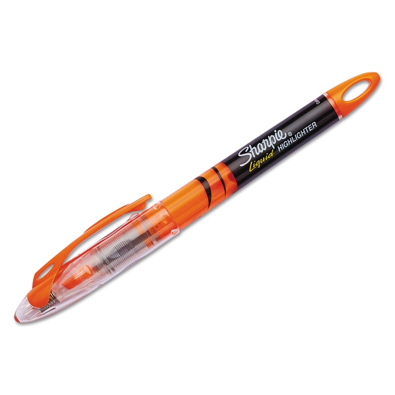 LIQUID PEN STYLE HIGHLIGHTERS, CHISEL TIP, FLUORESCENT ORANGE, DOZEN