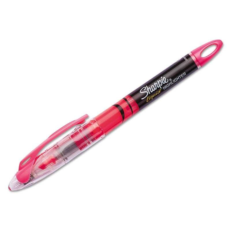 LIQUID PEN STYLE HIGHLIGHTERS, CHISEL TIP, FLUORESCENT PINK, DOZEN