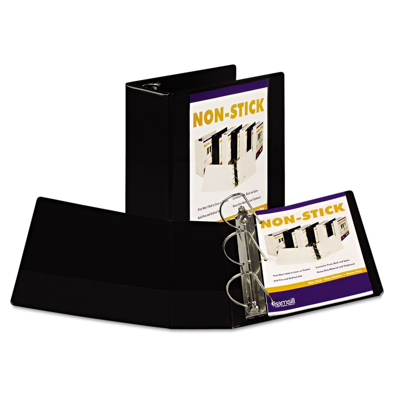 NONSTICK D-RING VIEW BINDER, 3 RINGS, 5″ CAPACITY, 11 X 8.5, BLACK