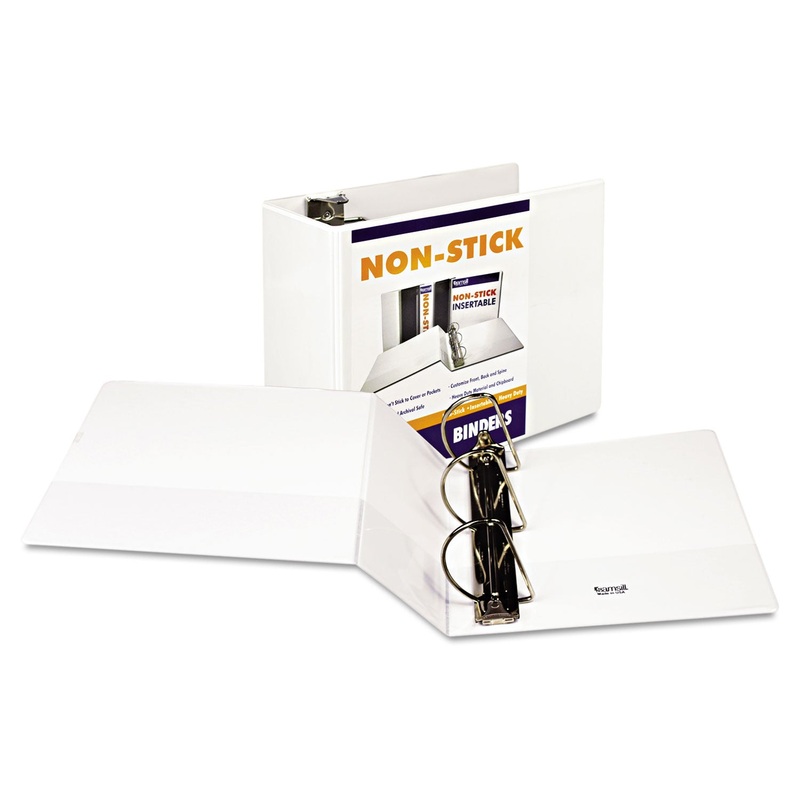 NONSTICK D-RING VIEW BINDER, 3 RINGS, 5″ CAPACITY, 11 X 8.5, WHITE