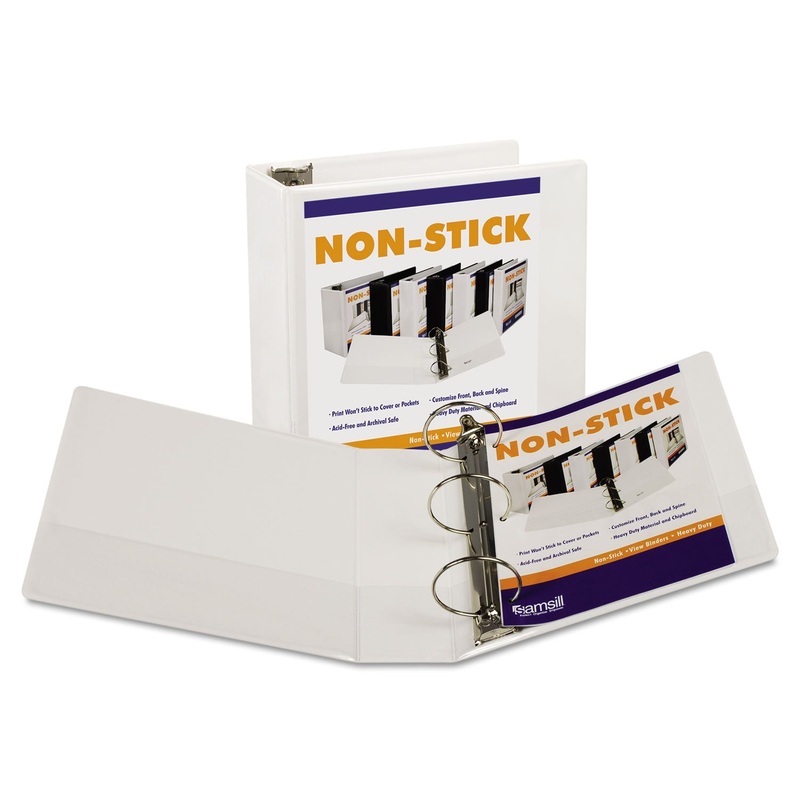 NONSTICK ROUND RING VIEW BINDER, 3 RINGS, 4″ CAPACITY, 11 X 8.5, WHITE