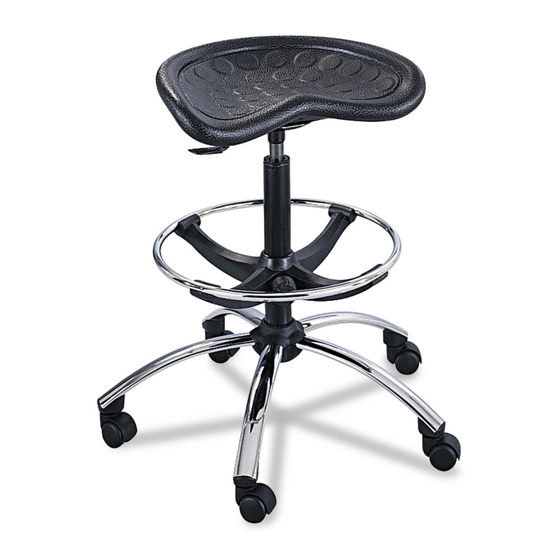 SITSTAR STOOL, 34″ SEAT HEIGHT, SUPPORTS UP TO 250 LBS., BLACK SEAT/BLACK BACK, BLACK/CHROME BASE