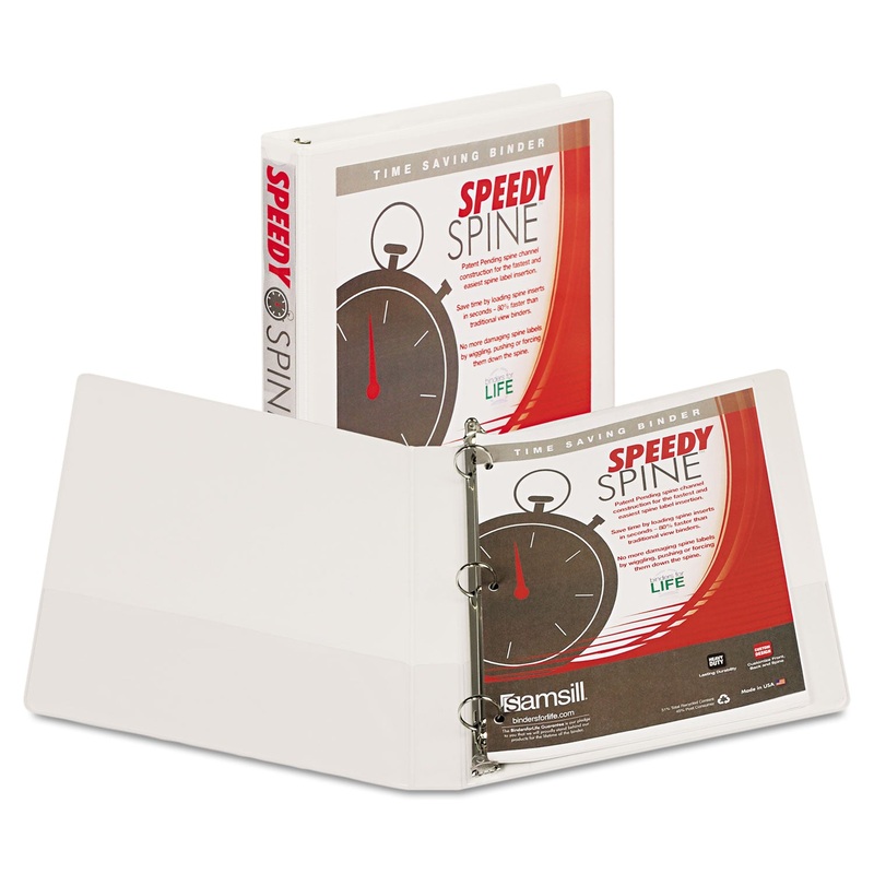 SPEEDY SPINE HEAVY-DUTY TIME SAVING ROUND RING VIEW BINDER, 3 RINGS, 1″ CAPACITY, 11 X 8.5, WHITE
