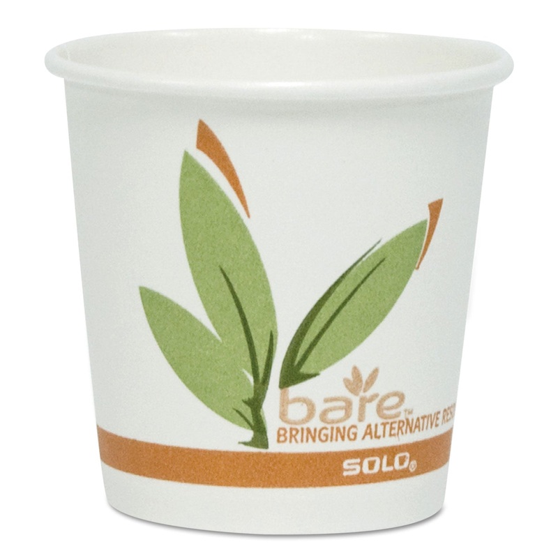 Bare By Solo Eco-Forward Recycled Content Pcf Paper Hot Cups, 4 Oz, 1,000/carton