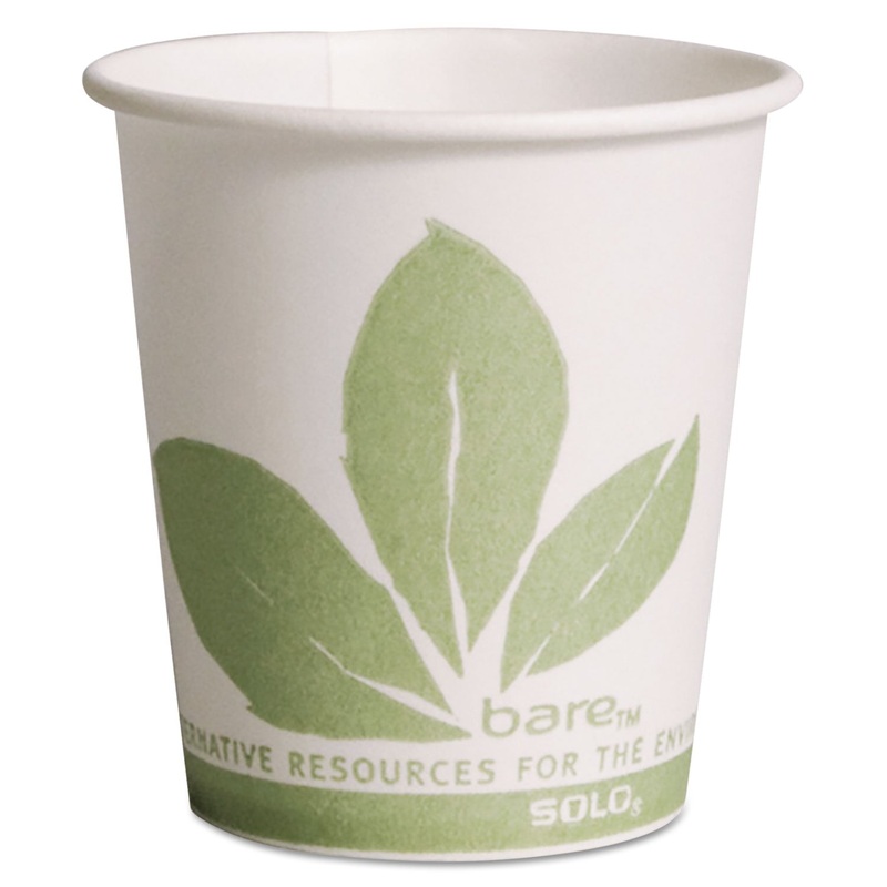 Bare Eco-Forward Paper Treated Water Cups, 3oz, Cold, 100/sleeve, 50 Sleeves/ct