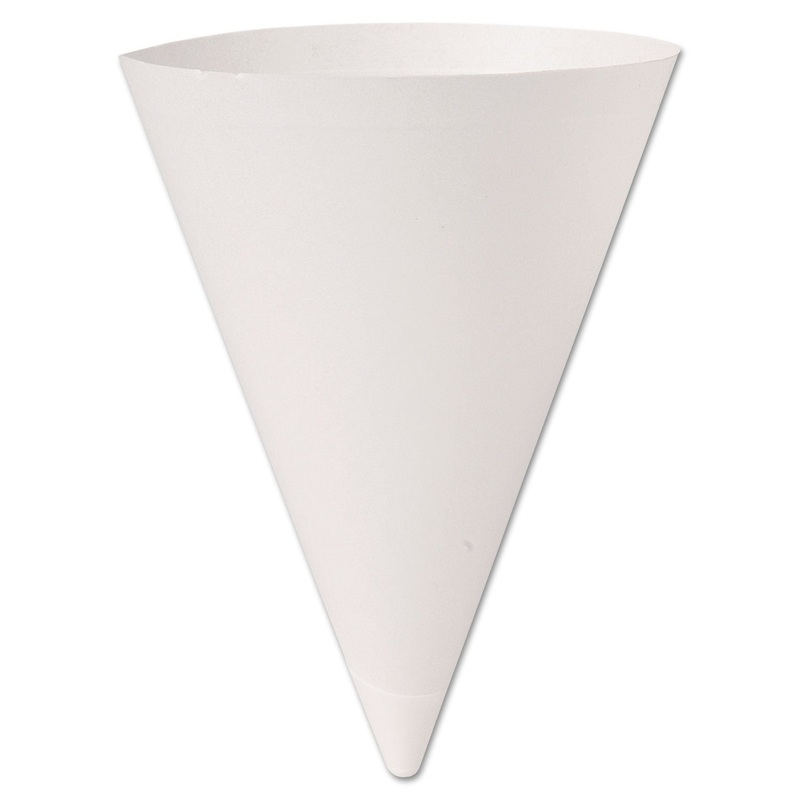 Bare Treated Paper Cone Water Cups, 7 Oz., White, 250/bag, 20 Bags/carton